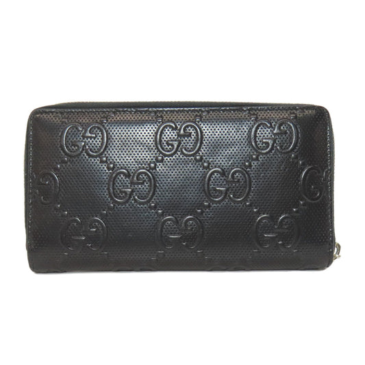 GUCCI Long Wallet Purse 625558 PVC black Zip Around GG Embossed mens Used