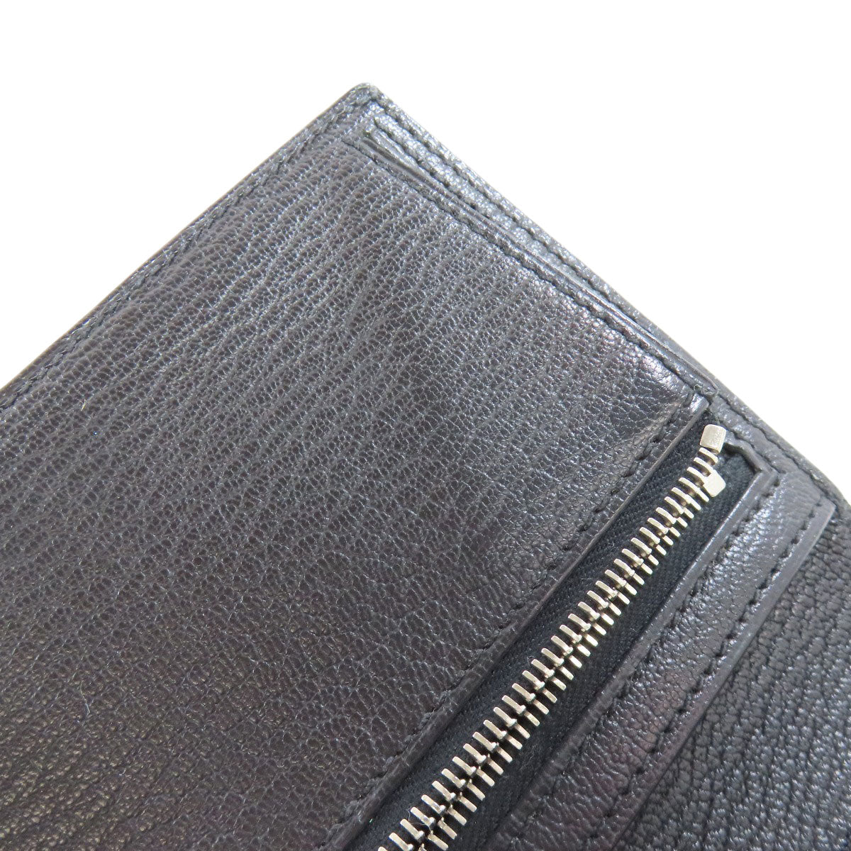 HERMES Bifold Wallet Shave black Bearn Compact SilverMetal