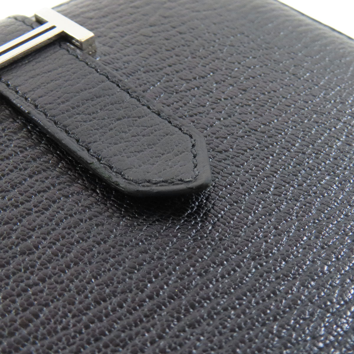 HERMES Bifold Wallet Shave black Bearn Compact SilverMetal
