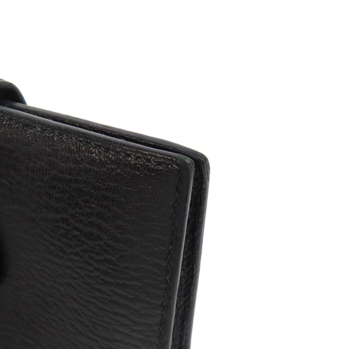 HERMES Bifold Wallet Shave black Bearn Compact SilverMetal