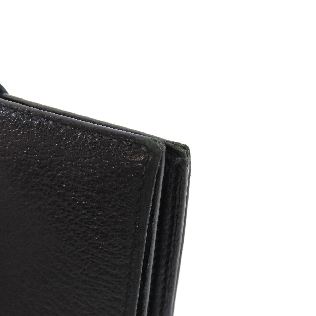 HERMES Bifold Wallet Shave black Bearn Compact SilverMetal