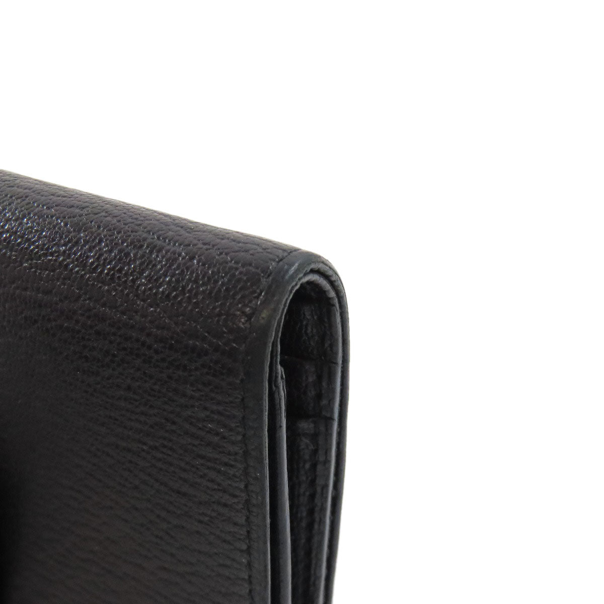 HERMES Bifold Wallet Shave black Bearn Compact SilverMetal