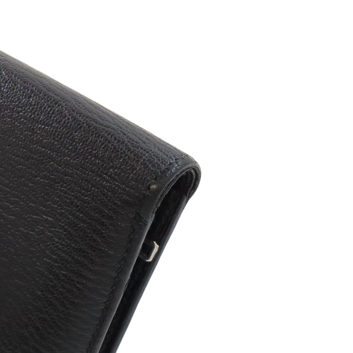 HERMES Bifold Wallet Shave black Bearn Compact SilverMetal