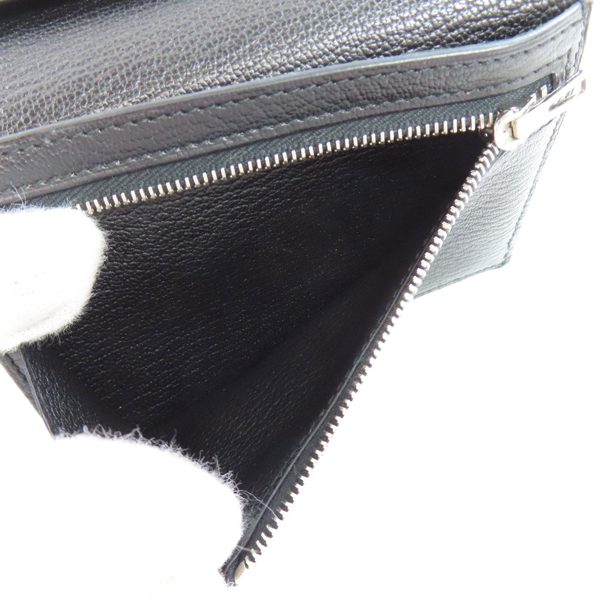 HERMES Bifold Wallet Shave black Bearn Compact SilverMetal
