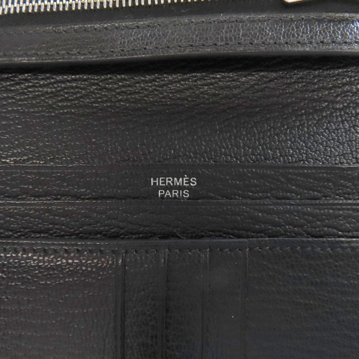 HERMES Bifold Wallet Shave black Bearn Compact SilverMetal