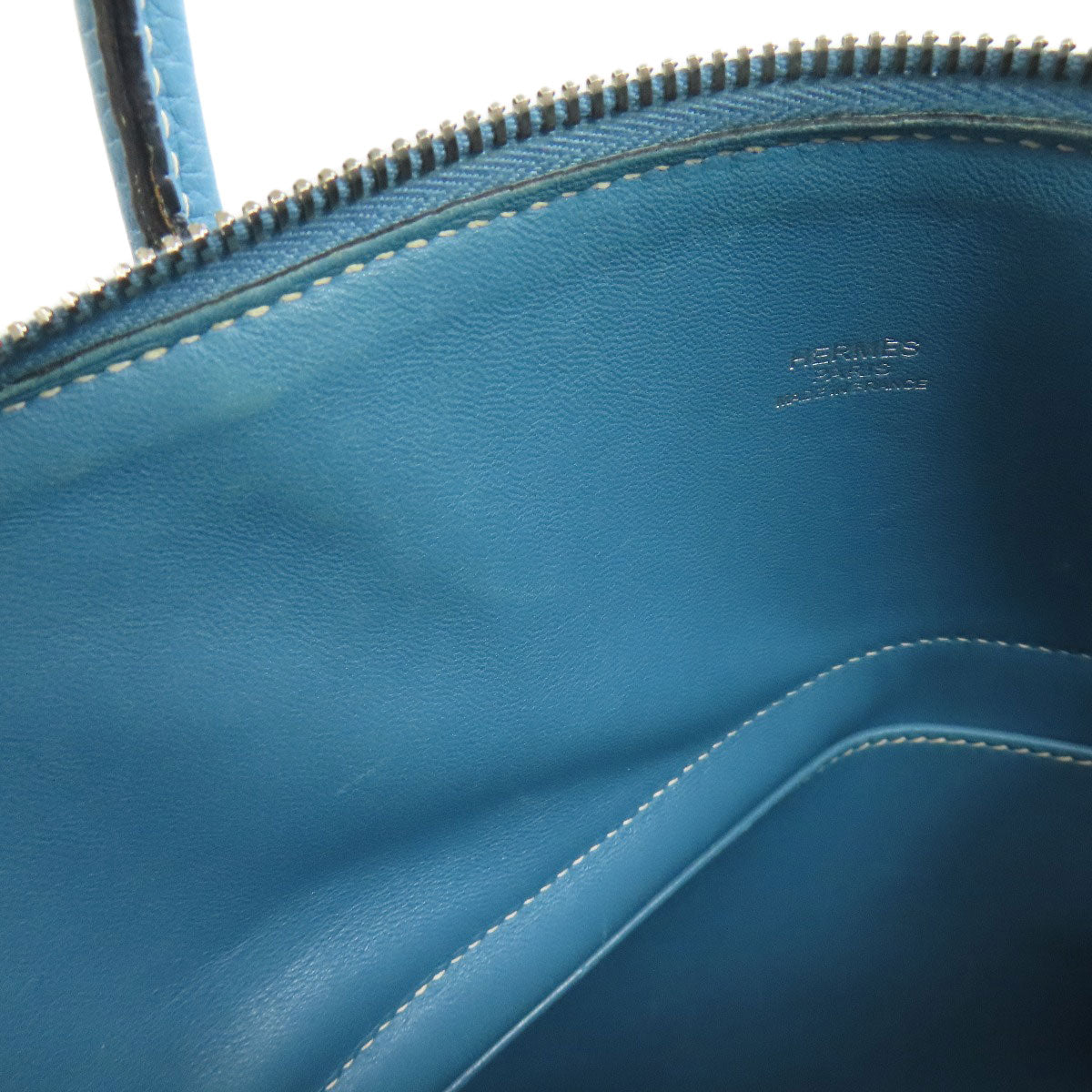 HERMES Handbag Taurillon Clemence blue Bolide 31 Blue Jean SilverMetal