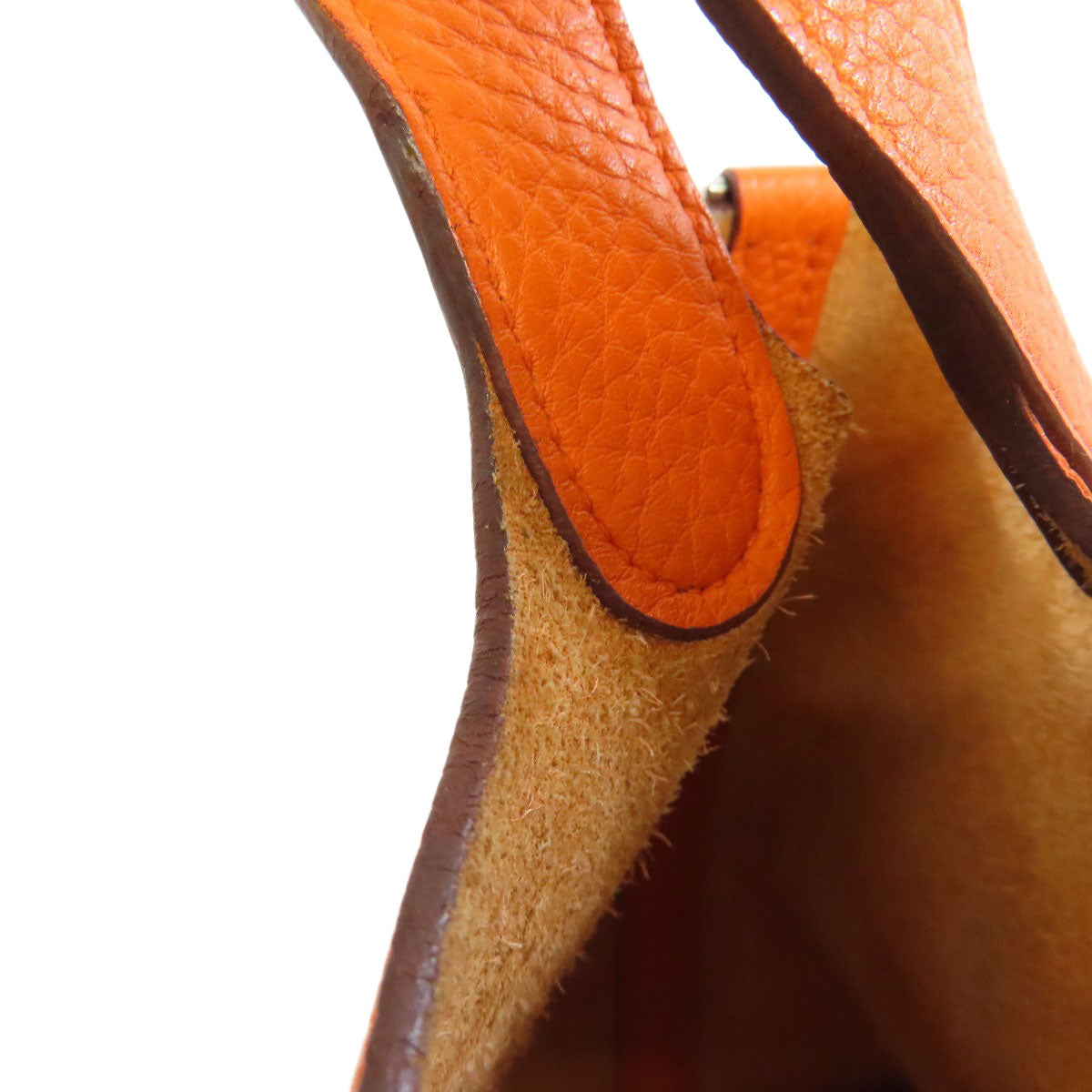 HERMES Handbag Taurillon Clemence Orange Picotin Lock PM SilverMetal