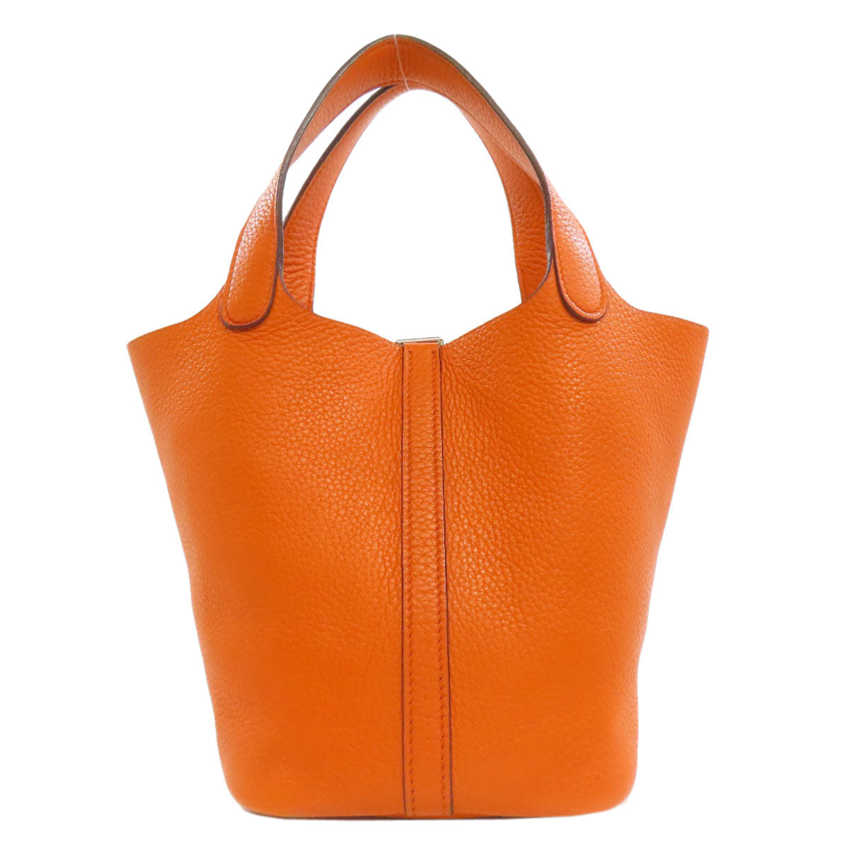 HERMES Handbag Taurillon Clemence Orange Picotin Lock PM SilverMetal