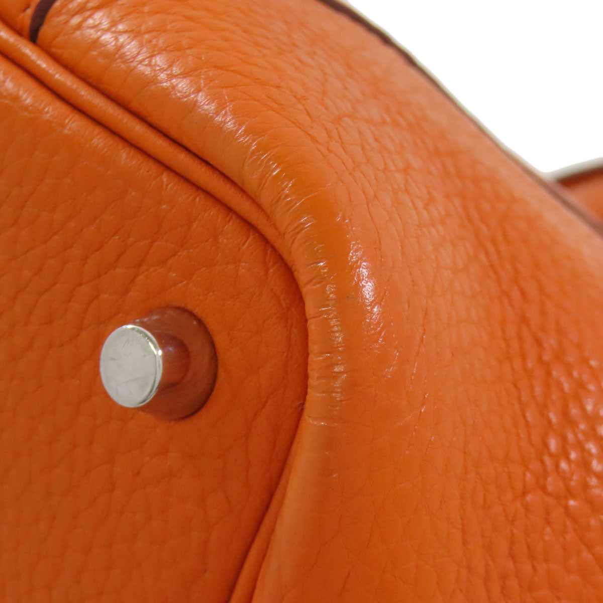 HERMES Handbag Taurillon Clemence Orange Picotin Lock PM SilverMetal