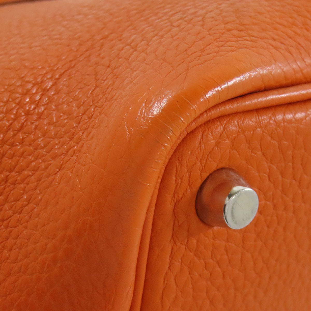 HERMES Handbag Taurillon Clemence Orange Picotin Lock PM SilverMetal