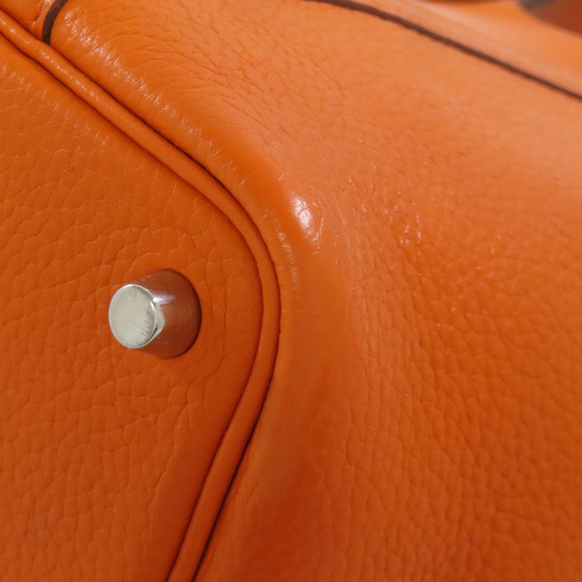HERMES Handbag Taurillon Clemence Orange Picotin Lock PM SilverMetal