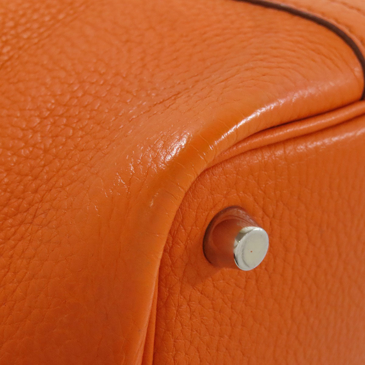 HERMES Handbag Taurillon Clemence Orange Picotin Lock PM SilverMetal