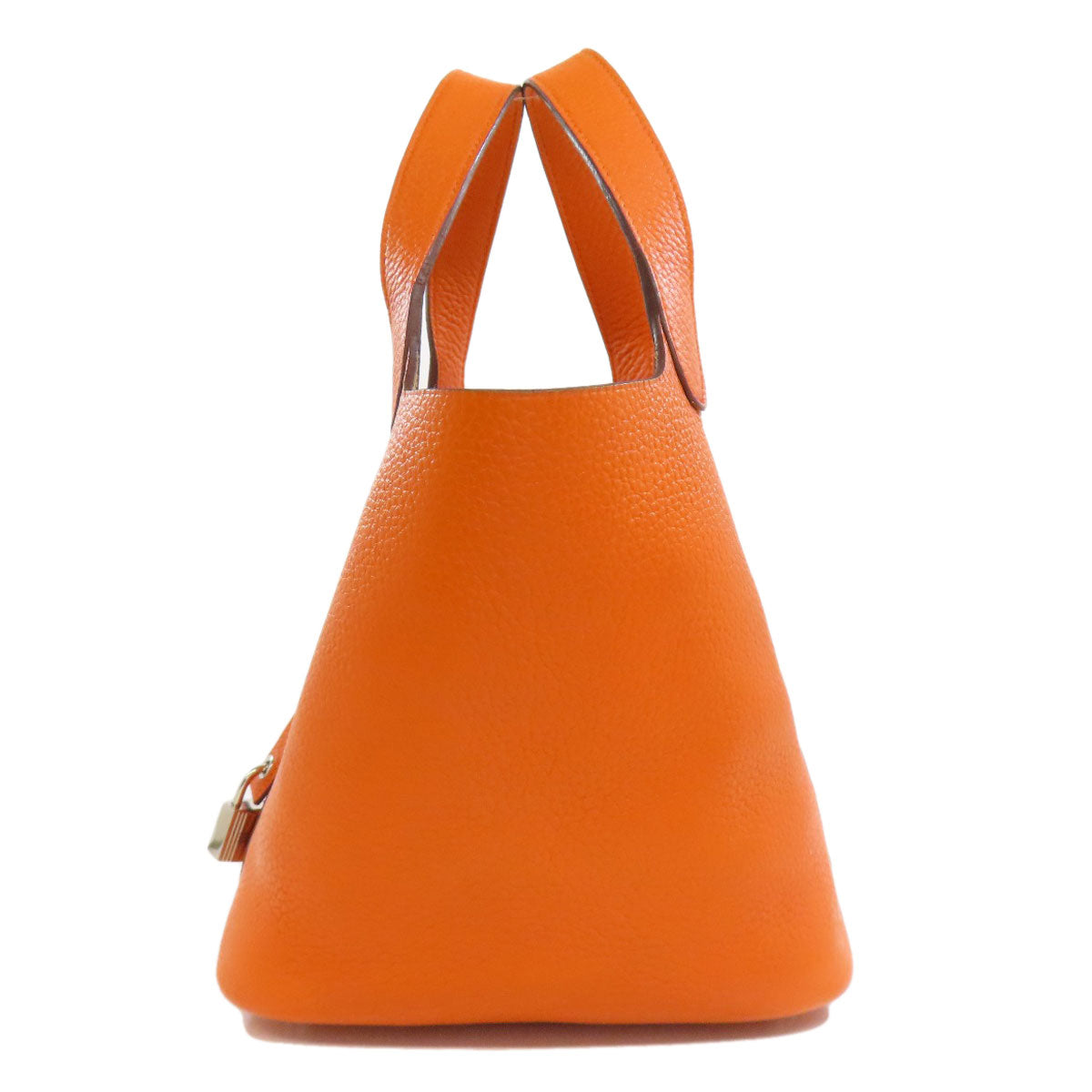 HERMES Handbag Taurillon Clemence Orange Picotin Lock PM SilverMetal