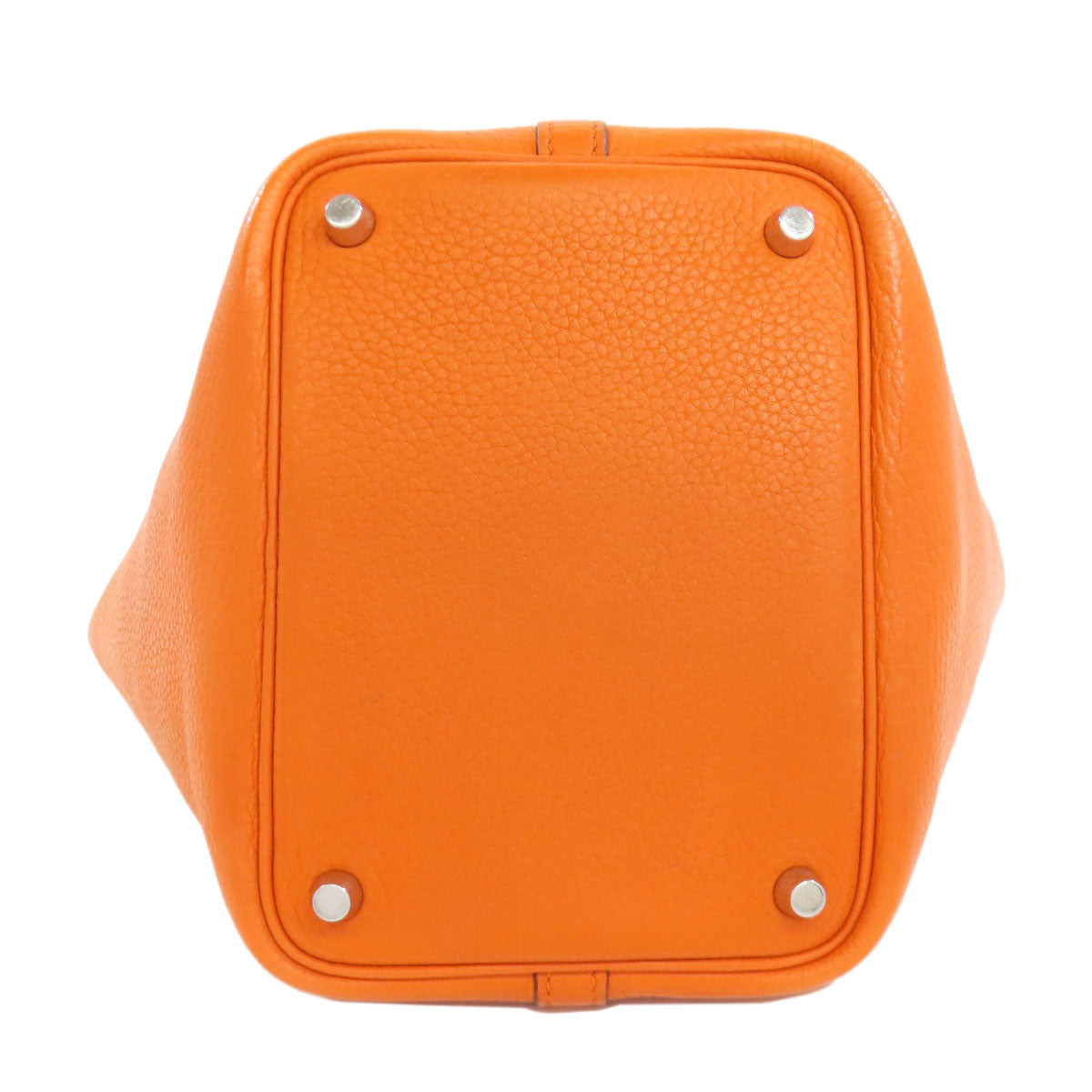 HERMES Handbag Taurillon Clemence Orange Picotin Lock PM SilverMetal