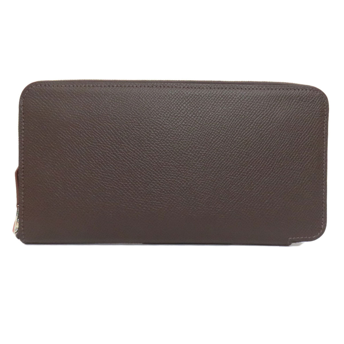 HERMES Long Wallet Purse Epsom Brown Azap Silkin Silver Metal