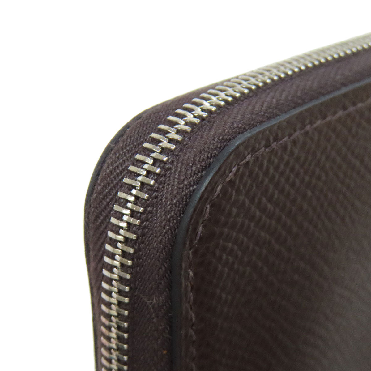 HERMES Long Wallet Purse Epsom Brown Azap Silkin Silver Metal