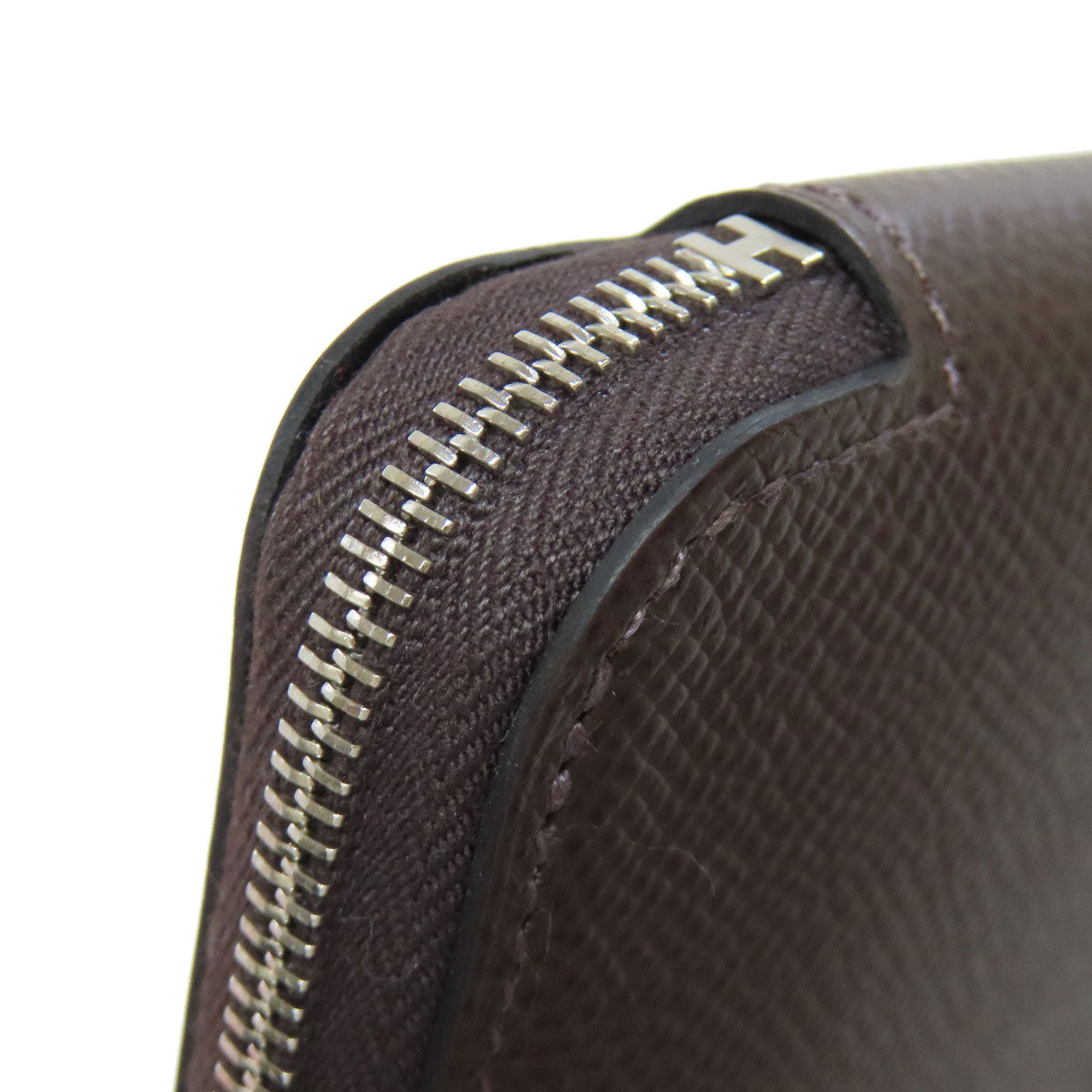 HERMES Long Wallet Purse Epsom Brown Azap Silkin Silver Metal