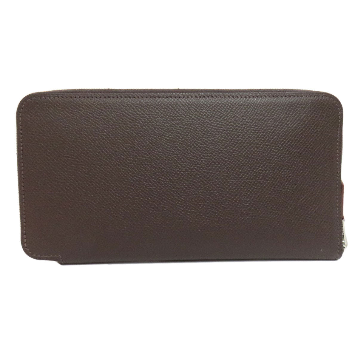 HERMES Long Wallet Purse Epsom Brown Azap Silkin Silver Metal