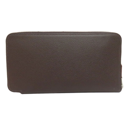 HERMES Long Wallet Purse Epsom Brown Azap Silkin Silver Metal