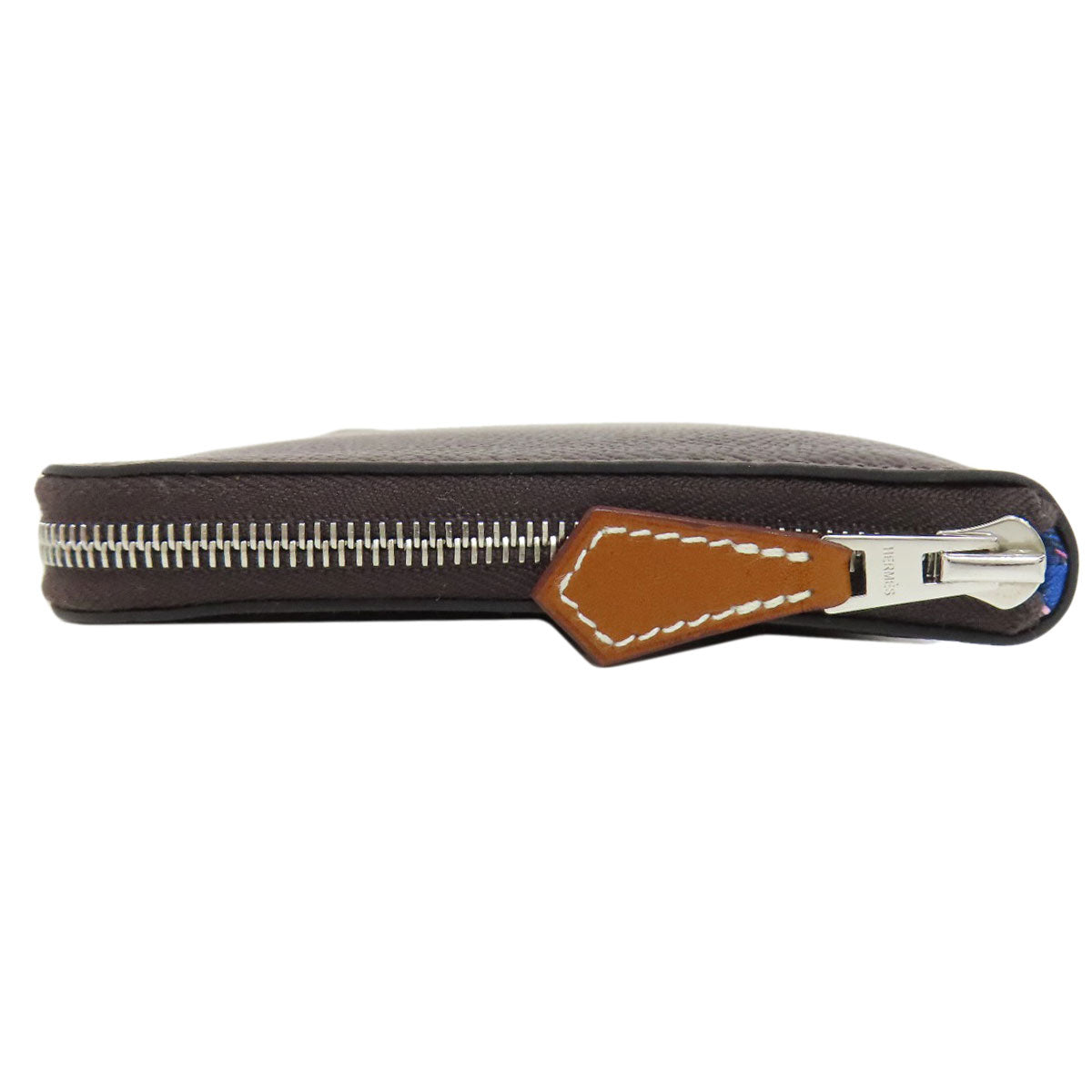 HERMES Long Wallet Purse Epsom Brown Azap Silkin Silver Metal