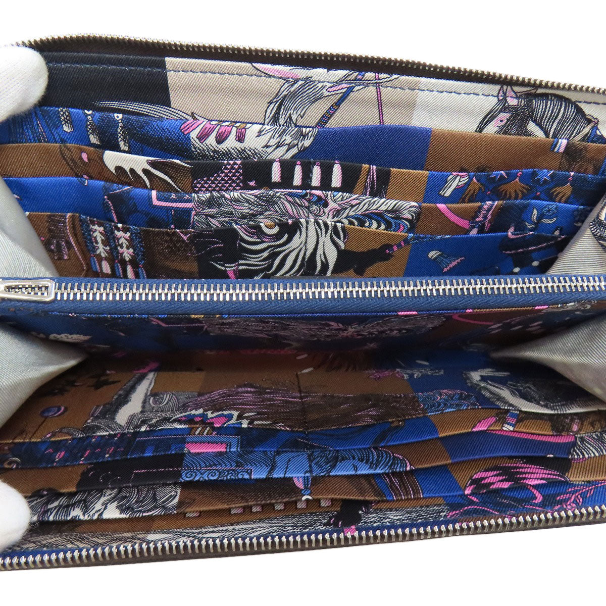 HERMES Long Wallet Purse Epsom Brown Azap Silkin Silver Metal