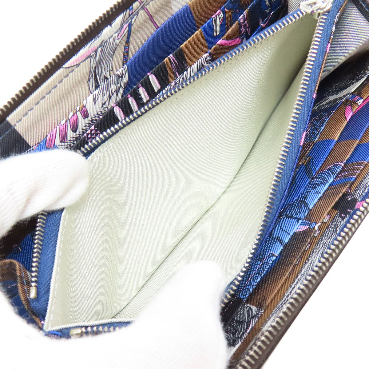HERMES Long Wallet Purse Epsom Brown Azap Silkin Silver Metal