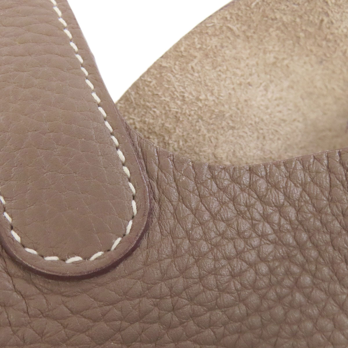 HERMES Handbag Taurillon Clemence beige Picotin Lock PM Etoupe SilverMetal