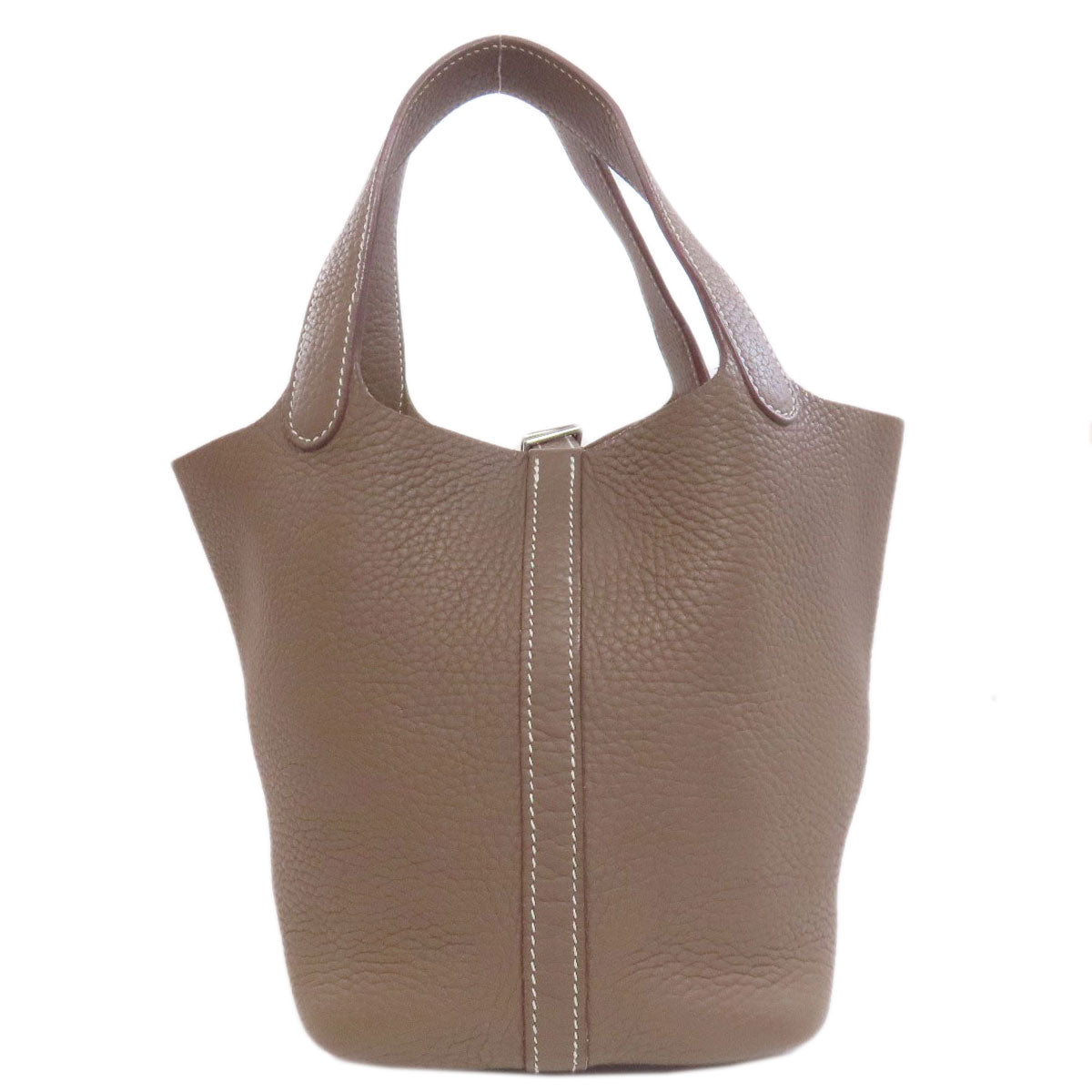 HERMES Handbag Taurillon Clemence beige Picotin Lock PM Etoupe SilverMetal
