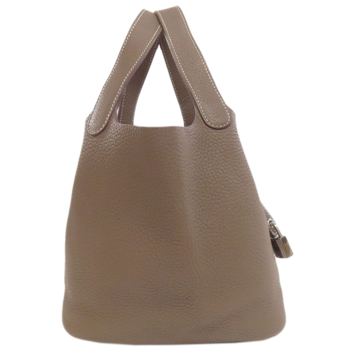 HERMES Handbag Taurillon Clemence beige Picotin Lock PM Etoupe SilverMetal