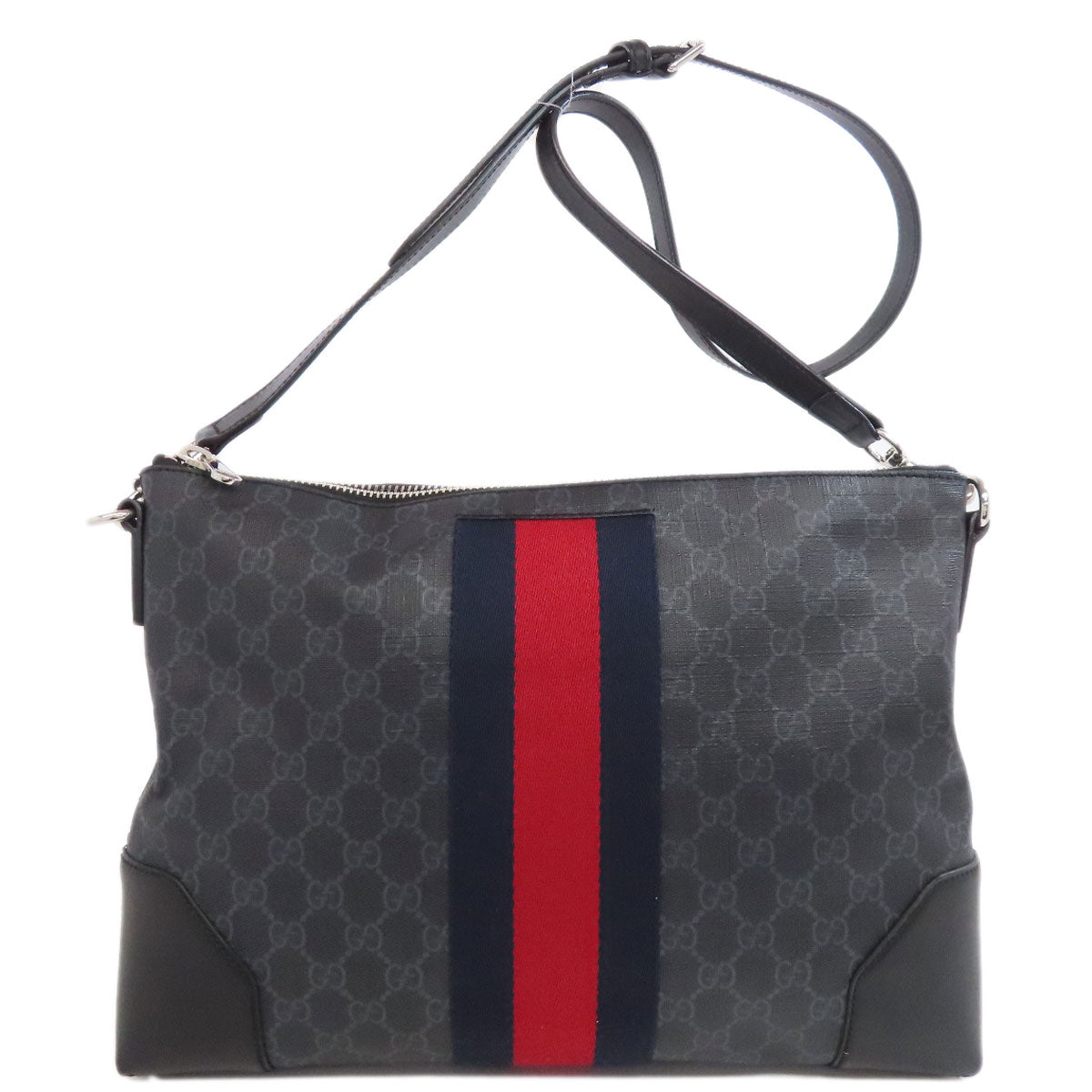 GUCCI Shoulder Bag 474139 PVC black GG Shelly line