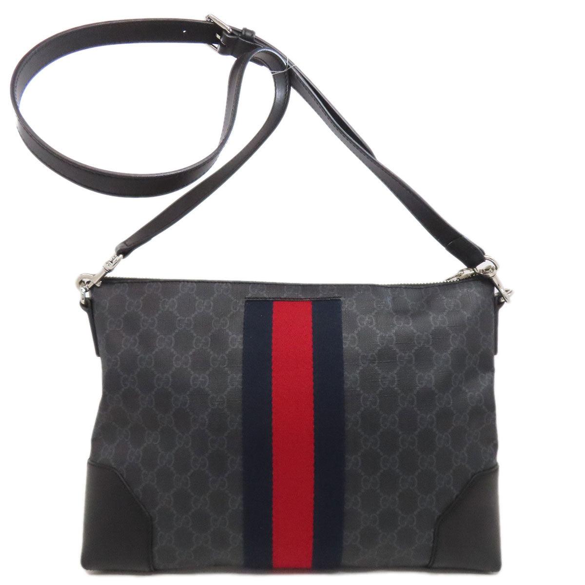 GUCCI Shoulder Bag 474139 PVC black GG Shelly line