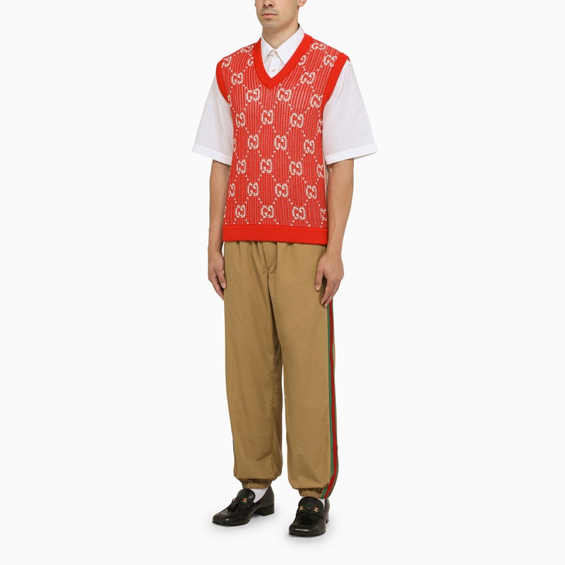Gucci Red/Ivory Waistcoat With Gg Men
