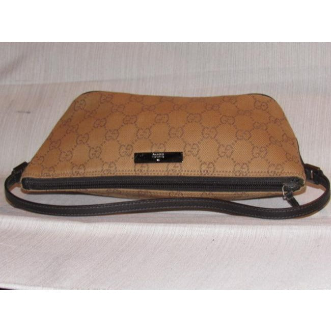 Gucci Vintage Rusty Orange Large G Logo Print Canvas Brown Leather And Hobo Bag