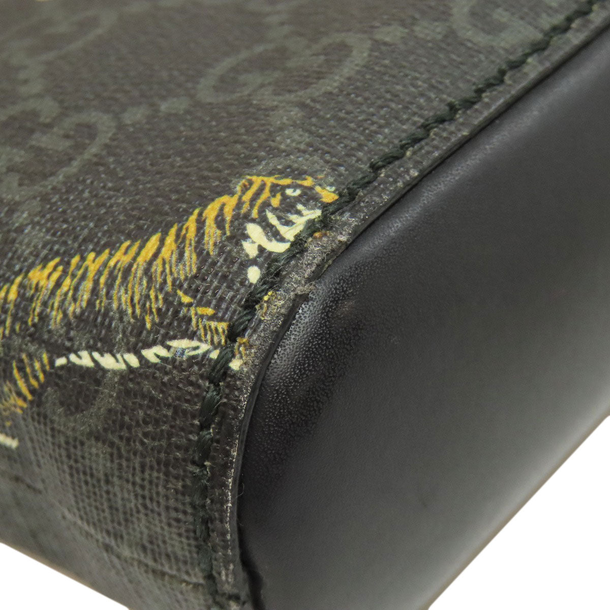 GUCCI Shoulder Bag 474137 PVC black GG Supreme Tiger Print