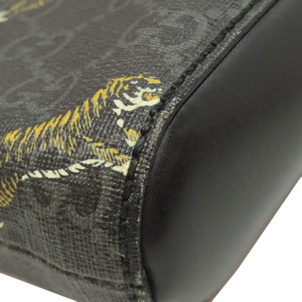 GUCCI Shoulder Bag 474137 PVC black GG Supreme Tiger Print