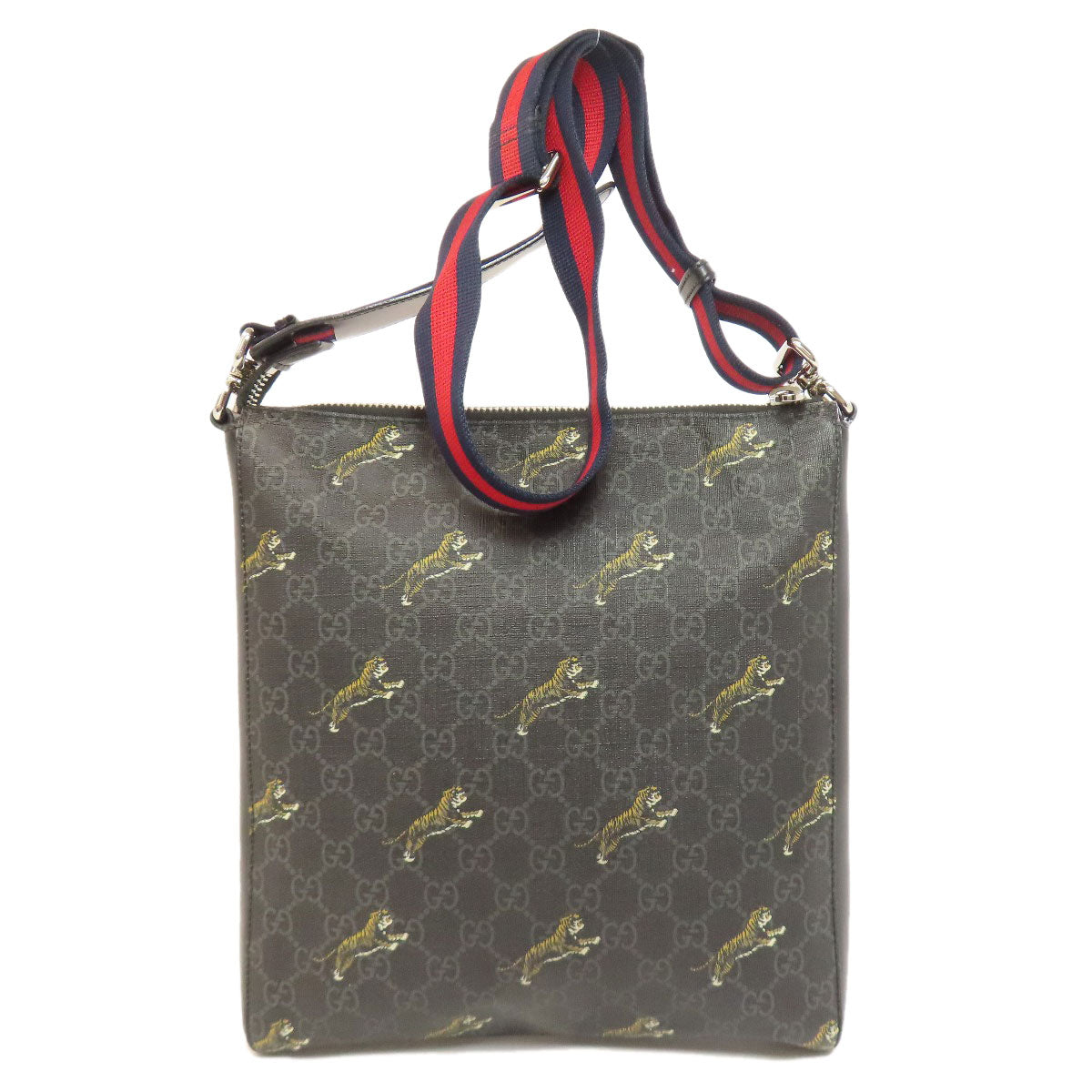 GUCCI Shoulder Bag 474137 PVC black GG Supreme Tiger Print