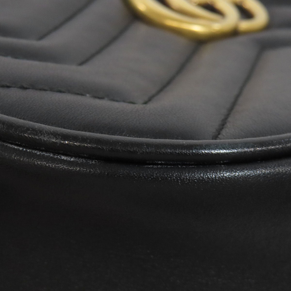 GUCCI Hip bag 476484 Calfskin black GG Marmont