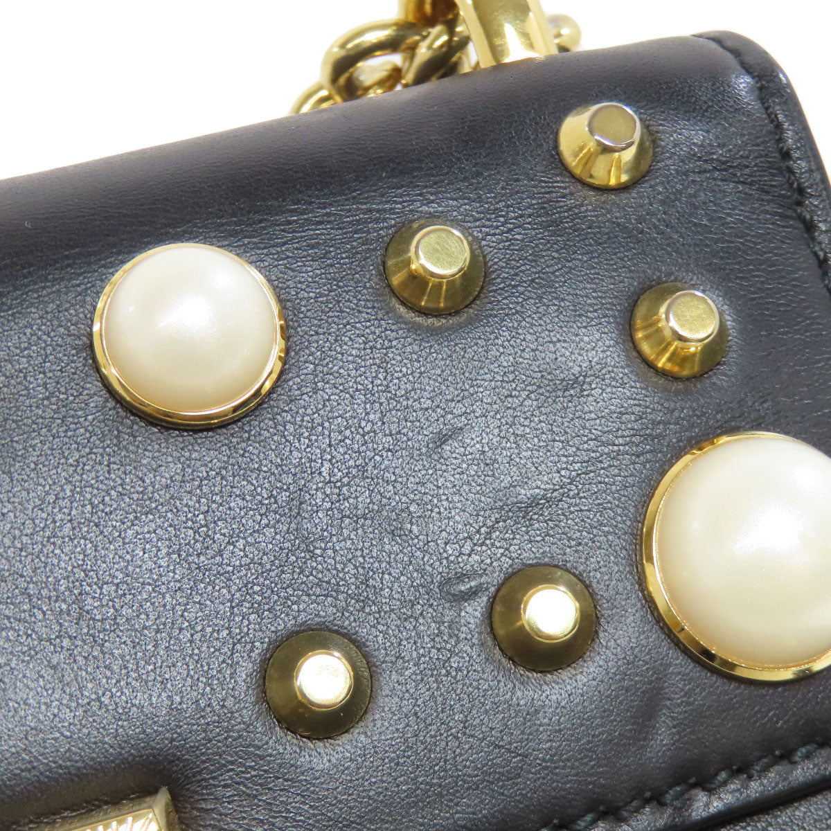 GUCCI Shoulder Bag 432182 Calfskin black Padlock ChainShoulder