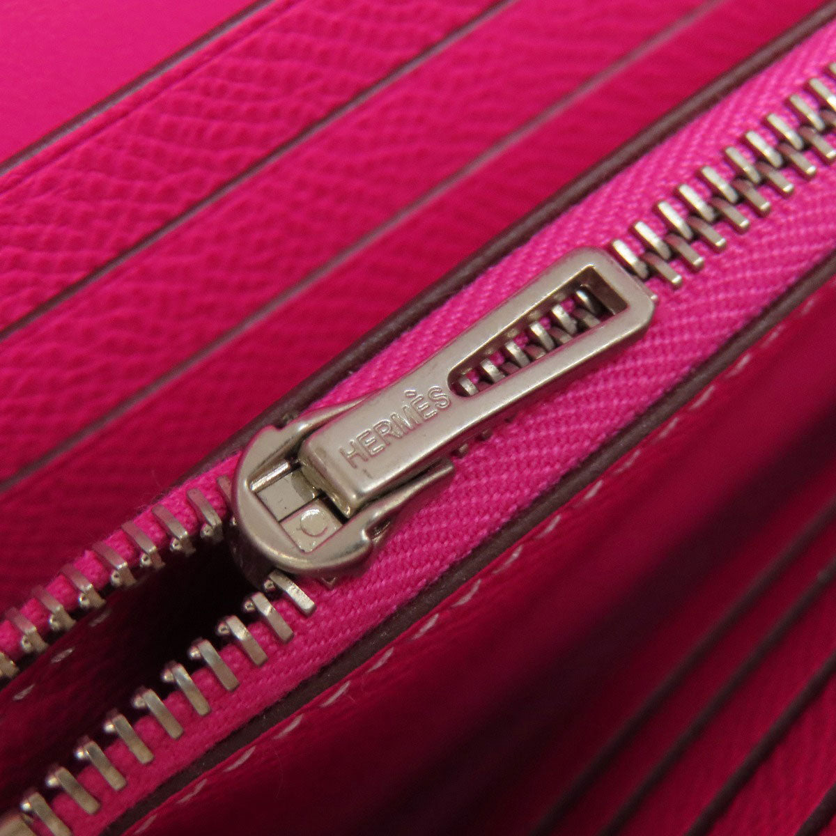 HERMES Long Wallet Purse Epsom pink Constance Long SilverMetal