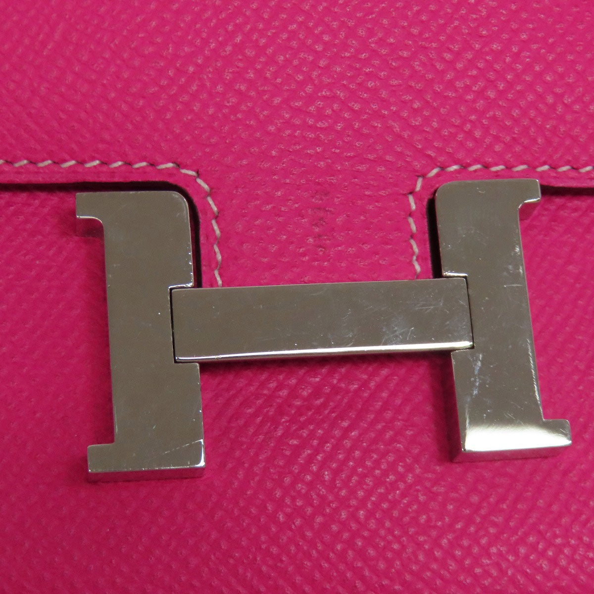 HERMES Long Wallet Purse Epsom pink Constance Long SilverMetal