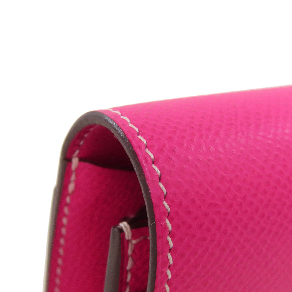 HERMES Long Wallet Purse Epsom pink Constance Long SilverMetal