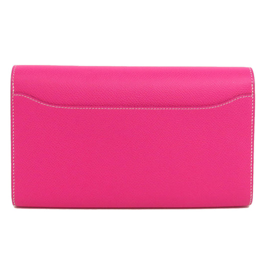 HERMES Long Wallet Purse Epsom pink Constance Long SilverMetal
