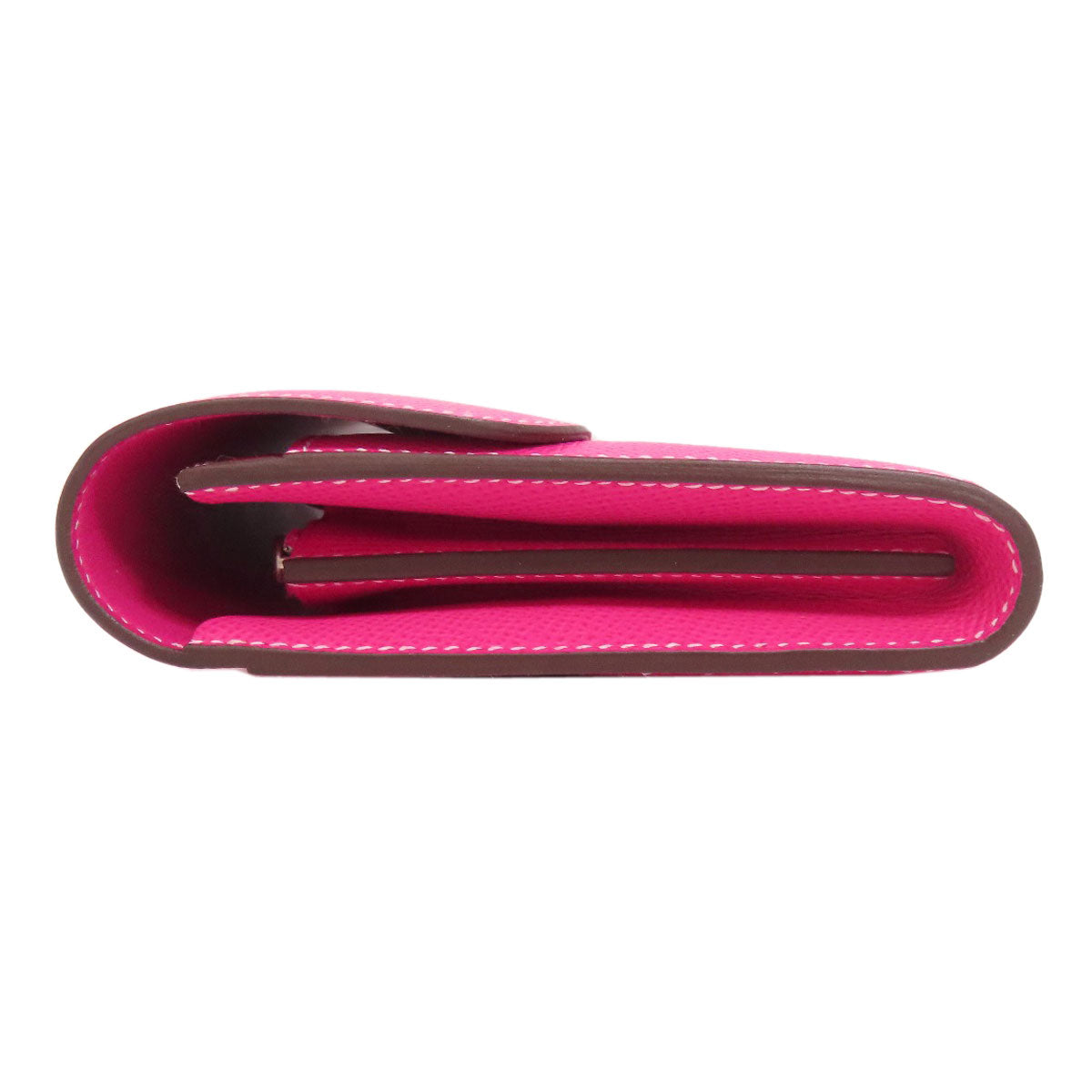 HERMES Long Wallet Purse Epsom pink Constance Long SilverMetal