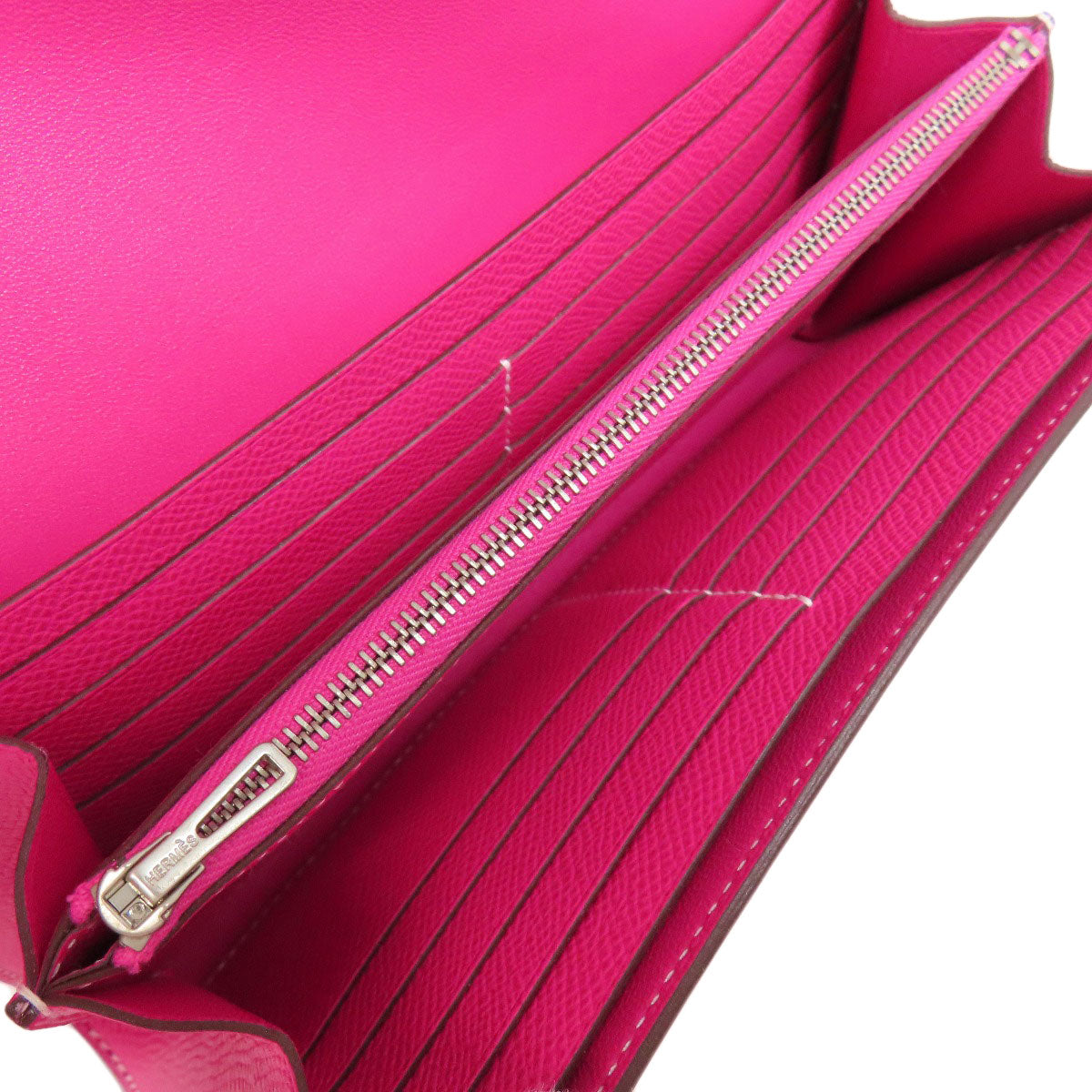 HERMES Long Wallet Purse Epsom pink Constance Long SilverMetal