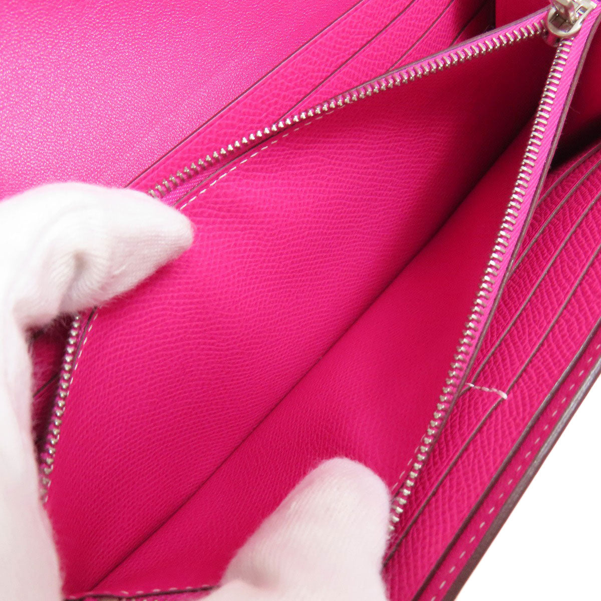 HERMES Long Wallet Purse Epsom pink Constance Long SilverMetal