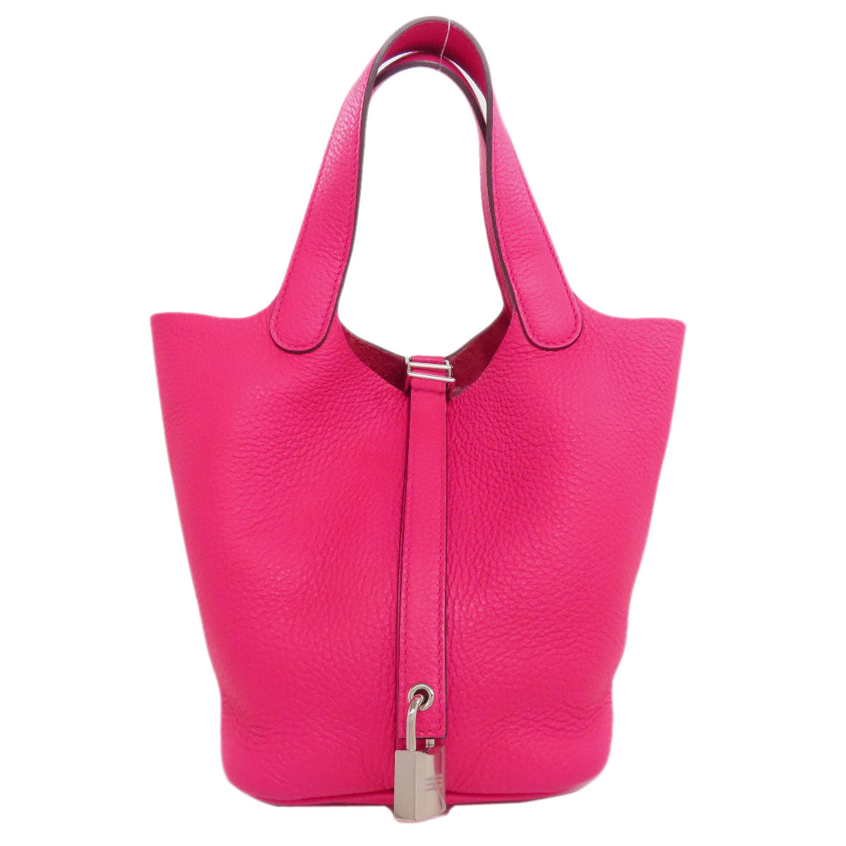 HERMES Handbag Taurillon Clemence pink Picotin Lock PM SilverMetal