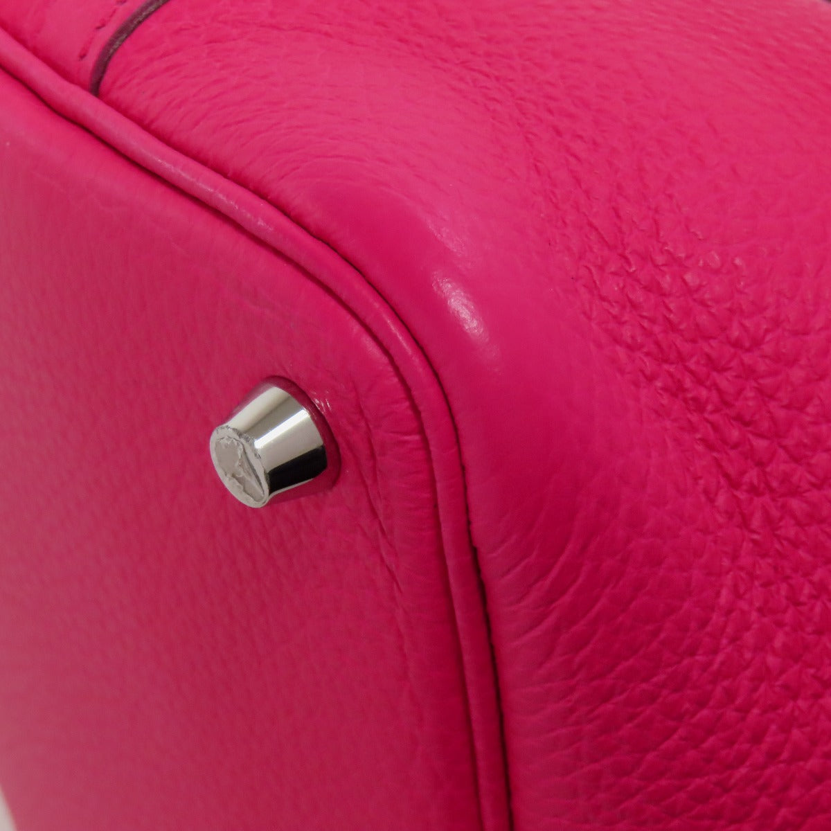 HERMES Handbag Taurillon Clemence pink Picotin Lock PM SilverMetal