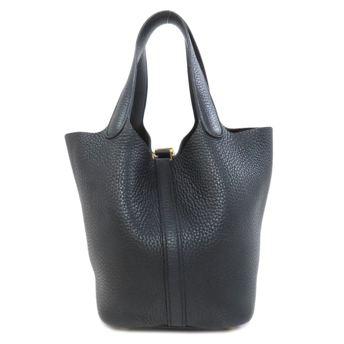 HERMES Handbag Taurillon Clemence black Picotin Lock PM Gold Metal