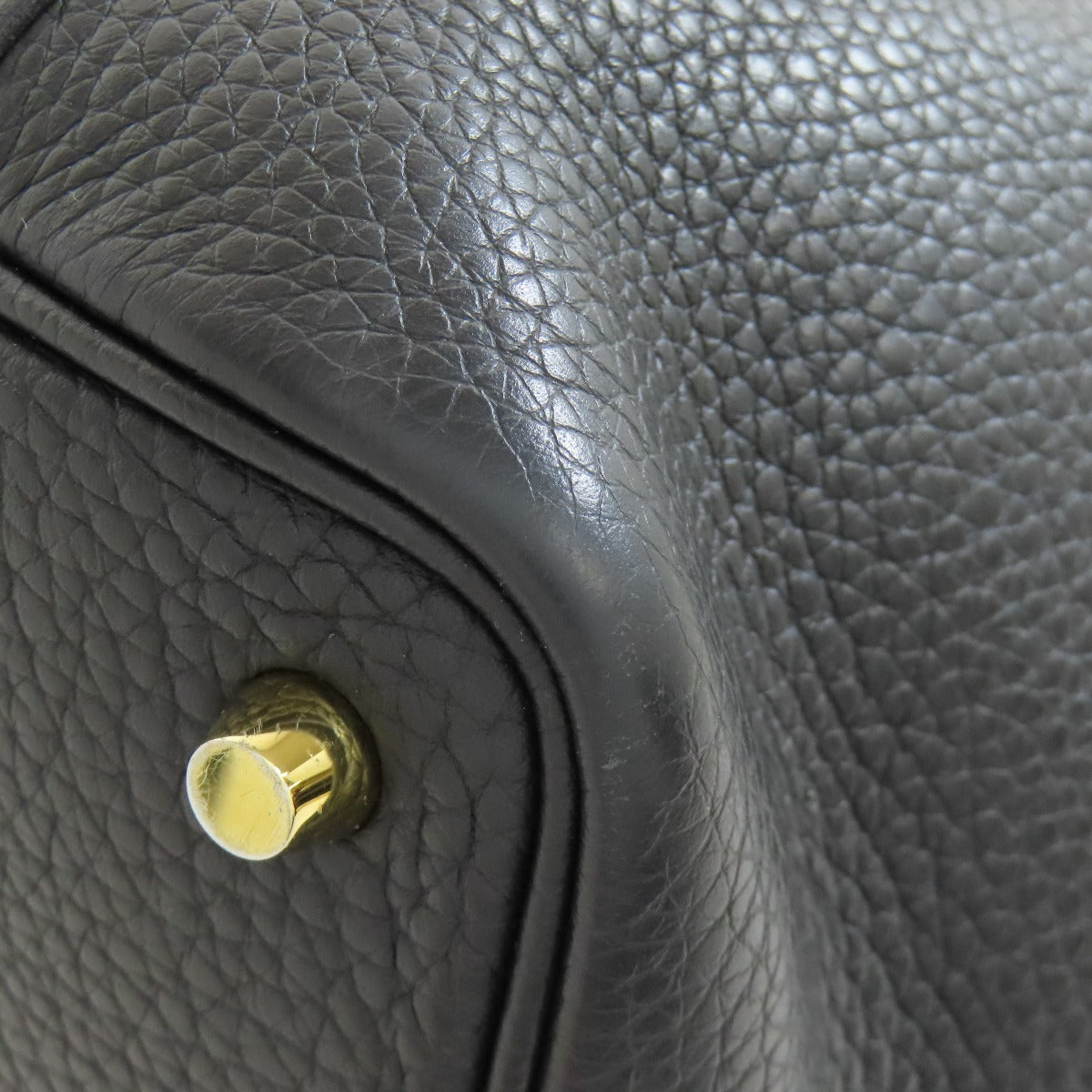 HERMES Handbag Taurillon Clemence black Picotin Lock PM Gold Metal