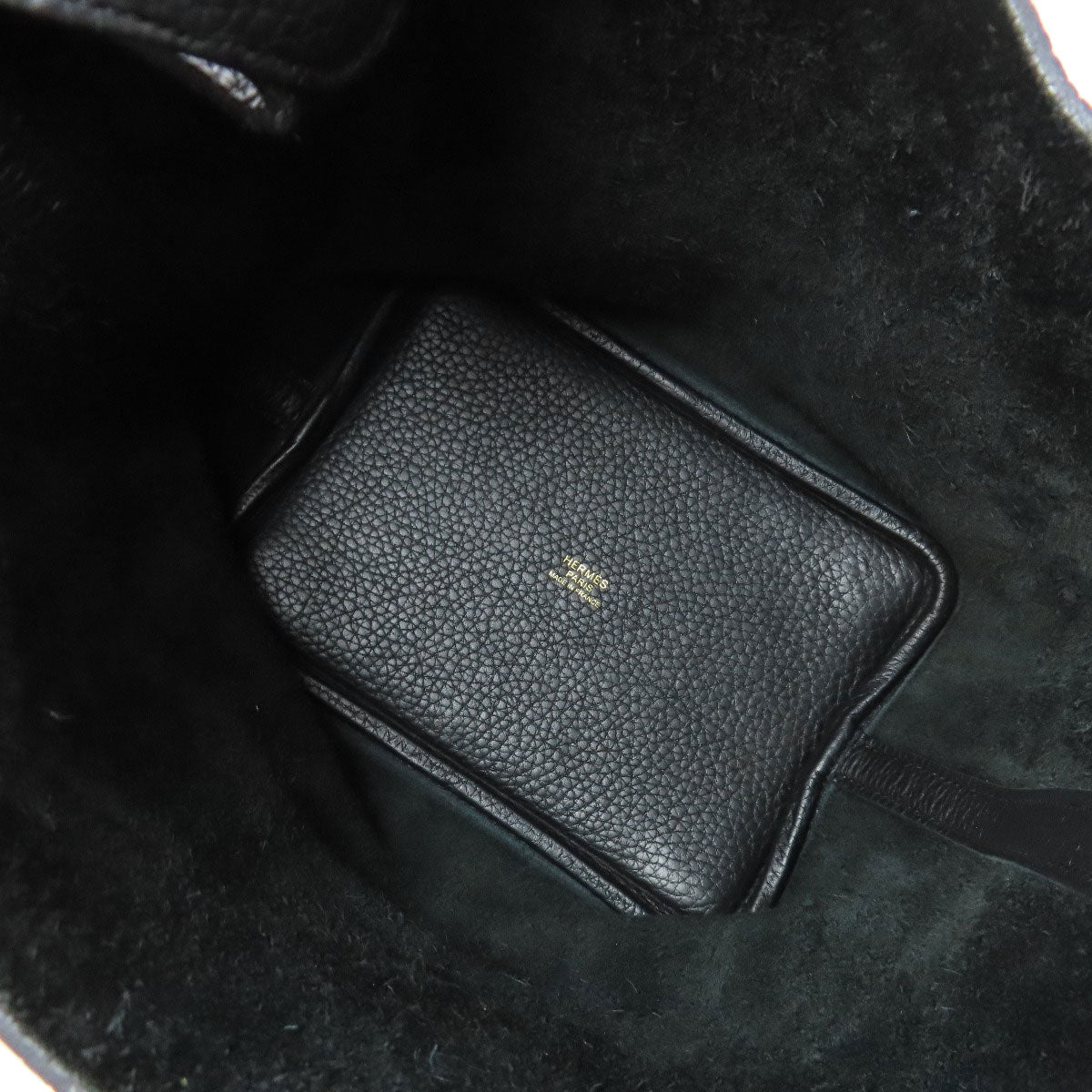 HERMES Handbag Taurillon Clemence black Picotin Lock PM Gold Metal